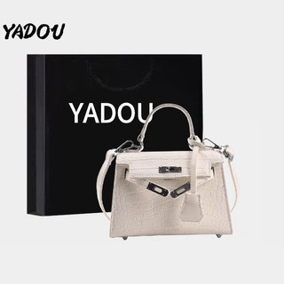Yadou Túi vuông nhỏ cầm tay họa tiết cá sấu thời trang mới Túi Kelly Túi đeo chéo mùa hè