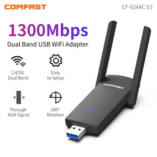 Comfast usb thu sóng wifi 1300mbps rtl8812cu 2.4ghz / 5ghz băng tần kép 802.11ac wi-fi cho pc cf-924acv3