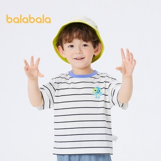 Balabala Bé Tay Ngắn Bé Trai Trẻ Em Áo Thun Trẻ Em Cotton Áo 2024 Mới Sọc Mùa Xuân Mùa Hè Thời Trang