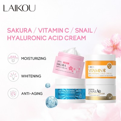 2 Mỹ phẩm dưỡng da LAIKOU thành phần chiết xuất dịch ốc sên hoa anh đào vitamin C hyaluronic acid