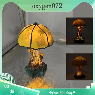 Đèn bàn hình nấm nhựa trang trí đầu giường retro cho phòng ngủ khách - oxygen072