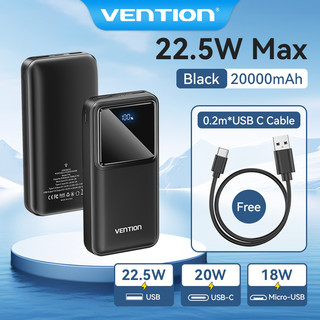 Sạc dự phòng Vention 10000mAh 20000mAh cổng usb type-c và micro usb đa năng cho Huawei APPLE XiaoMi