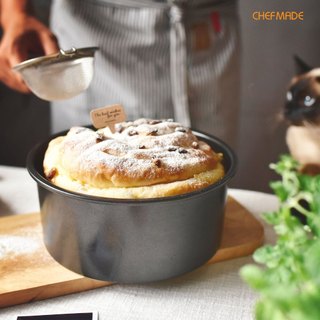 Chefmade 4 inch 6 inch 8 inch Khuôn bánh voan có đáy có thể tháo rời Chất liệu thép Carbon Anodized Chảo tròn cho bánh mì Lò nướng bánh mì Màu đen gia dụng WK9935 / WK9793 / WK9794