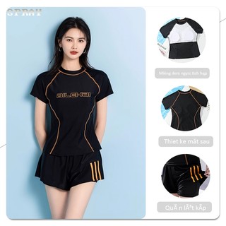 Bộ đồ bơi nữ 2 mảnh đồ bơi nữ kín đáo đồ bơi bigsize bộ bơi nữ đồ bơi nữ kín đáo big size quần đùi dáng thể thao năng động đi biển, đi bơi dễ vận động và kín đáo Bikini đi biển nữ du lịch kín đáo đùi ngắn Tay đi biển 2 mảnh kiểu Đẹp Co Giãn