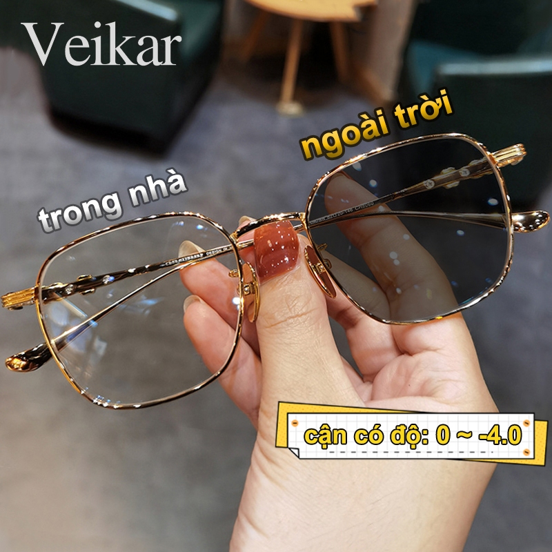 kính cận có độ đổi màu khi ra nắng chống ánh sáng xanh thời trang kính cận Nam và nữ có độ sẵn 1 4 độ Đổi màu trong vòng 5 giây khi tiếp xúc với ánh sáng mặt trời Tròng kính cận thị chất lượng cao Ngăn chặn hiệu quả tia UV400