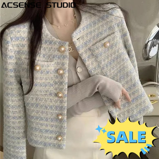 Áo khoác dạ tweed thu đông nữ thanh lịch thông thường độc đáo WWY2390HBK37Z230911