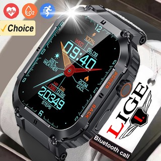 Đồng hồ thông minh thể thao ngoài trời LIGE 100+ dành cho nam dành cho Android IOS Ip68 Đồng hồ thể dục chống nước Nhịp tim 1,96 inch Cuộc gọi Bluetooth Đồng hồ thông minh gốc