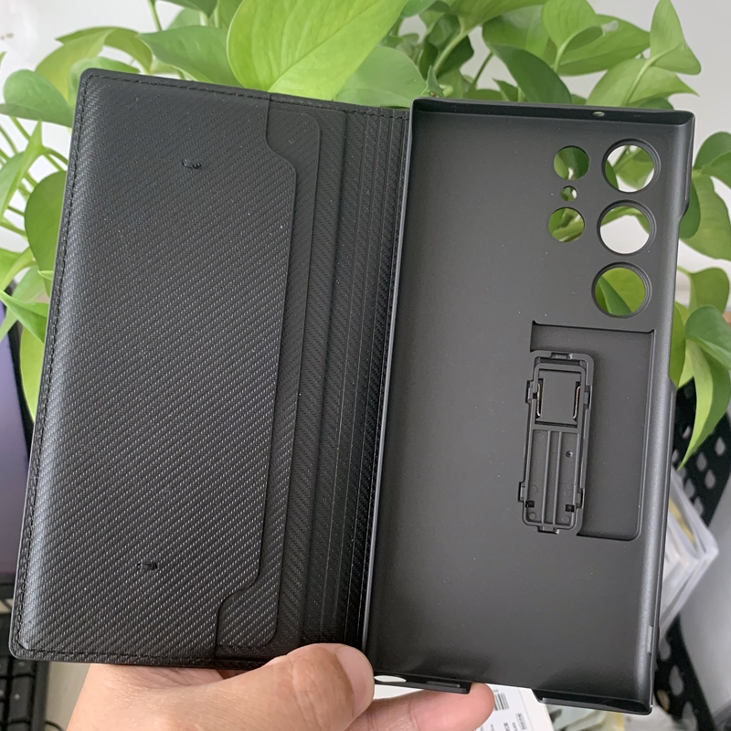 Dành Cho Samsung Galaxy S23 Ultra, S24 Ultra Case GKK Business Da Trơn Flip Book Stand Vỏ Sợi Carbon