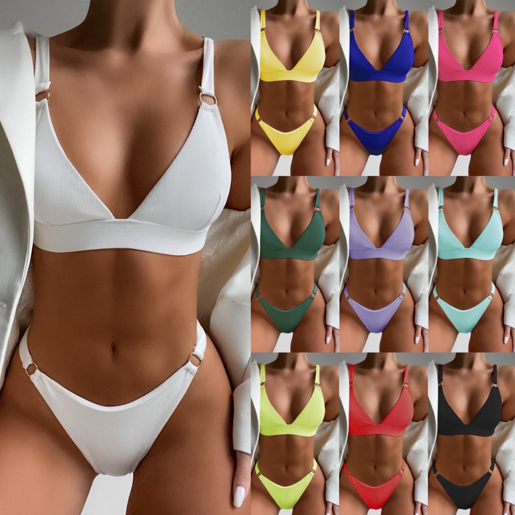 Áo tắm hình tròn nhỏ màu trơn Bikini