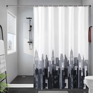 Đen Trắng Xám Đậm Xanh Dương Màn Tắm Màu Trơn Làm Dày Màn Tắm Polyester Chống Thấm Nước Rèm Tắm Phòng Tắm (Với 12 Chiếc Móc Nhẫn)