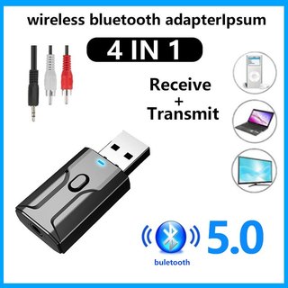 Bộ phát Bluetooth USB 4 trong 1 Bộ thu phát âm thanh USB 5.0 Âm thanh đa chức năng Giắc cắm 3,5 mm cho Loa, Ô tô.
