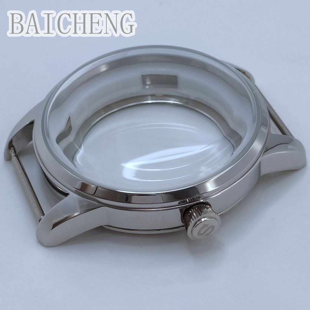 Ốp lưng đồng hồ bằng thép không gỉ màu bạc BAICHENG 40mm Kính vòm phù hợp với NH34 NH35 NH36 NH38 NH