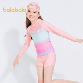Balabala Cô Gái Bơi Trang Phục Phù Hợp Với Trẻ Em Bộ Đồ Bơi Chia Có Mũ Bơi Trẻ Em Trung Lớn Trẻ Em Chống Uv Màu Gradient