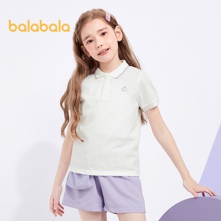 Balabala Trẻ Em Tay Ngắn Bé Gái Áo Thun Mùa Hè Trung Lớn Trẻ Em Đáy Áo Sơ Mi Áo Thoáng Mát Chống Vi Trùng Ngọt Ngào