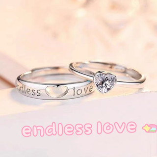  Thời trang Hàn Quốc vô tận chữ tình yêu trái tim cặp đôi nhẫn nam nữ màu bạc ins quà tặng tốt 