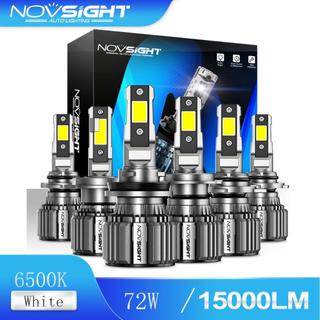 Novsight bộ 2 bóng đèn pha led n74 h4 h11 h7 9005 9006 72w 15000lm 6500k màu trắng siêu sáng cho ô tô