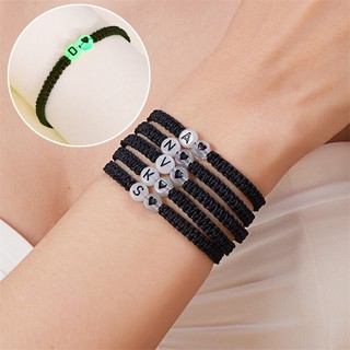 26 Ban Đầu Trái Tim Charm Phát Sáng Vòng Tay Handmade Có Thể Điều Chỉnh A-Z Tên Dệt Vòng Tay Nữ Và Nam Tình Bạn Trang Sức Quà Tặng