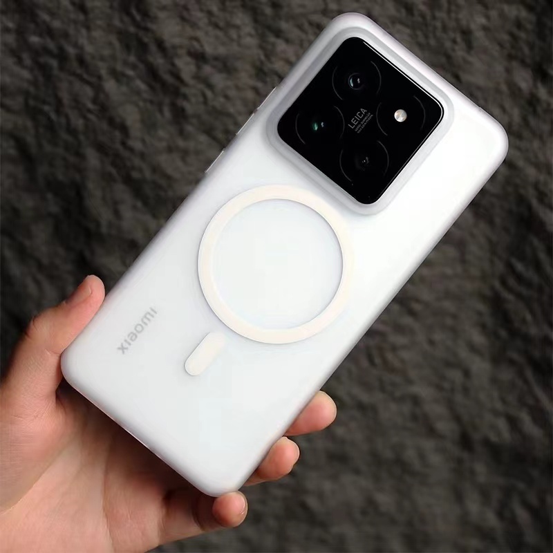 Ốp từ tính cứng không màu vàng cho XiaoMi 13 14 Ultra Mi 14 Pro Vỏ thời trang đơn giản Slim mờ PC chống vân tay