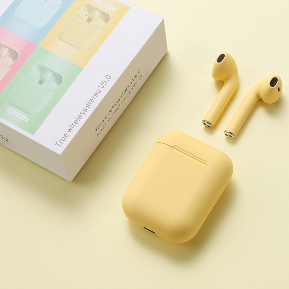 Tai nghe bluetooth màu macaron tai nghe 3d touch tws 5.0 tai nghe thể thao i12 không dây có mic