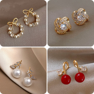Set Bông Tai đính Kim Cương Ngọc Trai Cho Nữ