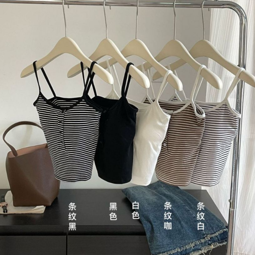 Dây đeo vai màu tương phản sọc có đệm ngực Không có vòng thép