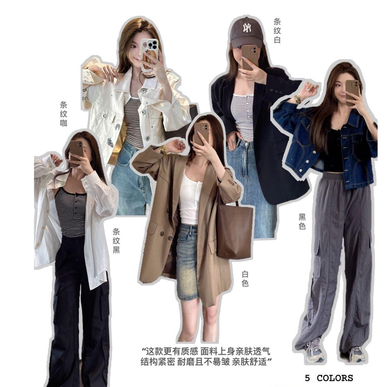 Dây đeo vai màu tương phản sọc có đệm ngực Không có vòng thép