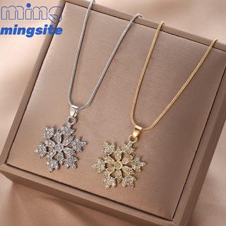 Vòng cổ bông tuyết zircon Hàn Quốc dành cho nữ thiết kế thích hợp giác phong cách thời trang khí chất đơn giản mặt dây chuyền xương đòn chuỗi MINGSITE