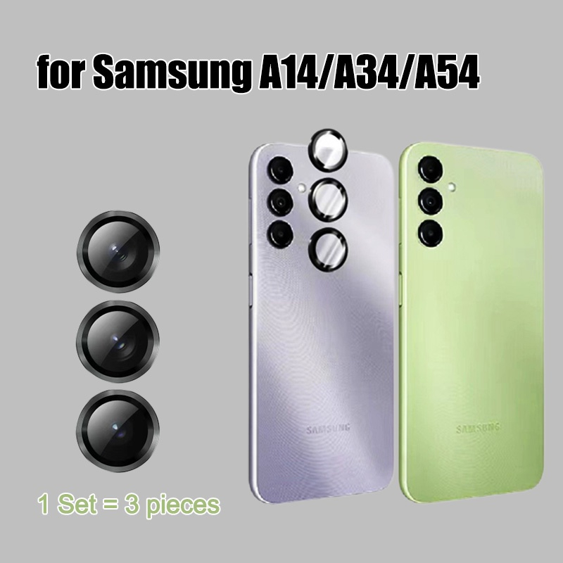 Phim 3 Miếng Ống Kính Cho samsung a55 / A54 / A34 / A24 / A14 / M54 Vòng Kim Loại + Phim Kính Cường 