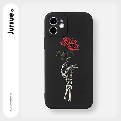 Ốp lưng JURSUE màu đen silicon mềm ngộ nghĩnh độc lạ ngầu cho iPhone 17 16 15 14 13 12 11 Pro Max SE 2020 X XR XS ip 8 7 Plus kute Y5021