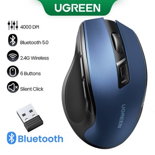 Chuột không dây UGREEN 6 nút 2.4g với đầu nhận USB 5 cấp độ cài đặt 4000DPI thích hợp cho Laptop PC / Mac /Linux