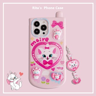 Phim hoạt hình màu hồng KT Marry Cat ins Style Mobile Love Mirror Bracket Ốp điện thoại cho iPhone 15 ProMax 15 14 ProMax 14 Pro 13 ProMax 12 Pro Max 11 ProMax Phong cách TikTok chống rơi