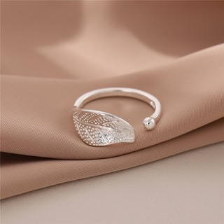 Thời Trang Bạc 925 Nhẫn Tinh Tế Đơn Giản Lá Mở Nhẫn Nữ Sáng Tạo Độc Đáo Lá Có Thể Điều Chỉnh Nhẫn Phụ Kiện CR045