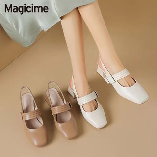 Magicime Giày Sandal Gót Dày Baotou Có Váy Phong Cách Pháp 2024 Phong Cách Mới Mùa Hè Giày Nữ