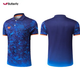 Áo bóng bàn chuyên nghiệp mới của Butterfly cho mùa xuân hè, áo thun ve áo thể thao, áo sơ mi POLO, khô nhanh nam nữ, cầu lông thoáng khí, bóng chuyền, cạnh tranh