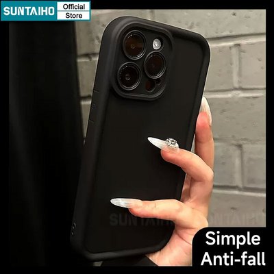 Suntaiho Ốp Lưng iPhone Thời Trang Đơn Giản Màu Trơn đen Ốp Điện Thoại Silicon Mềm Làm Dày Chống Sốc Cho Iphone 16 15 14 13 12 11 Pro Max IP 7 8 Plus Iphon X XS XR XsMax