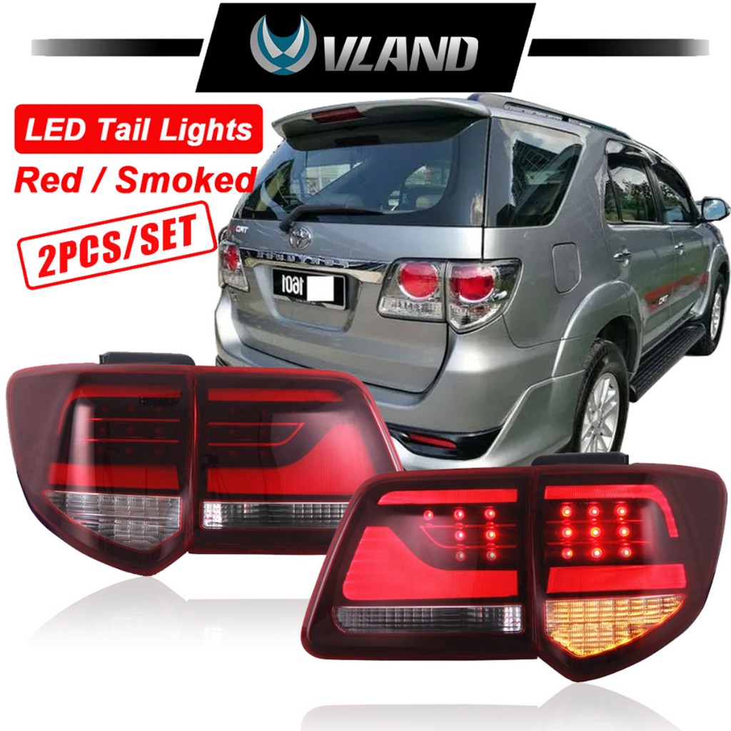 Dành Cho Xe Toyota Fortuner 2011-2015 Đèn LED Thanh Đuôi Đèn w / Hổ Phách Tín Hiệu VLAND LED Đèn Hậu