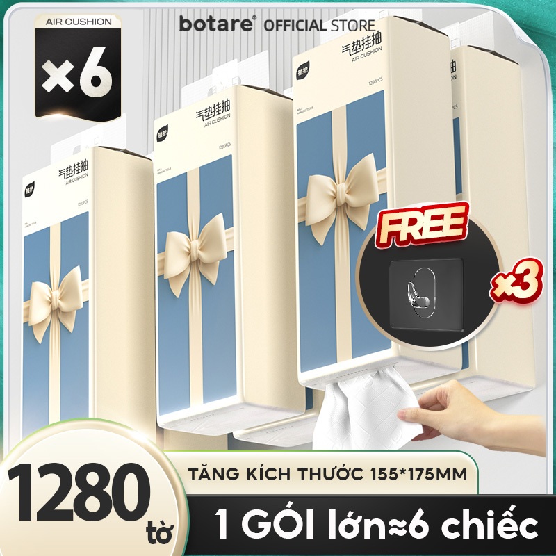 【6 gói】Botare nơ khăn giấy ăn treo lớn 1280 tờ mỗi gói