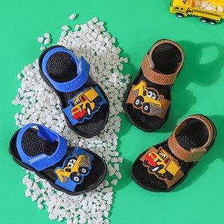 Dép xe đẩy bụi bẩn cho trẻ em Giày tập đi hoạt hình mùa hè cho bé trai Giày đi biển đế mềm chống trượt cho bé
