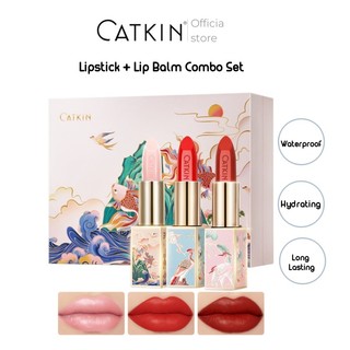 Bộ 3 Son Dưỡng Môi Catkin Chăm Sóc Da Môi Kem dưỡng ẩm môi Không dễ phai màu Lâu dài