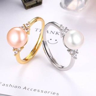  Nhẫn ngọc trai nước ngọt thời trang mới dành cho nữ Nhẫn có thể điều chỉnh đơn giản và cá nhân 