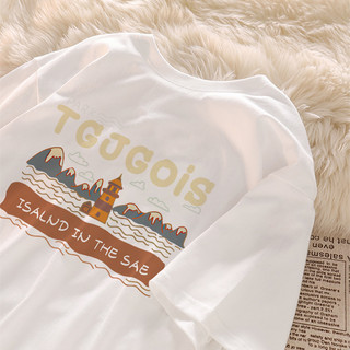 Áo thun trắng đa năng Áo thun nữ cổ tròn mới đa năng 100% cotton