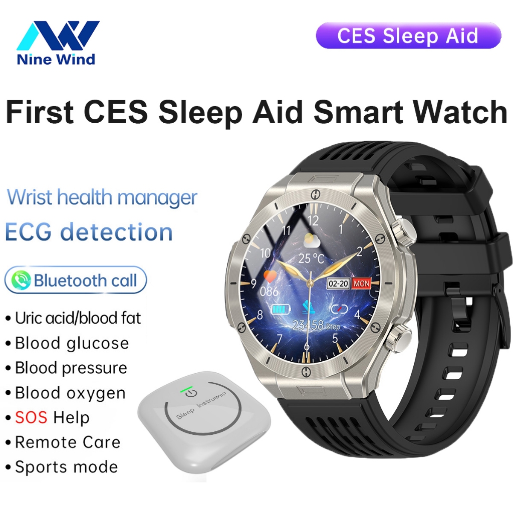 Đồng hồ thông minh hỗ trợ giấc ngủ 2024 newBH01, lượng đường trong máu không xâm lấn, axit uric, lipid máu, nhịp tim, huyết áp, theo dõi ECG, cuộc gọi Bluetooth, vòng đeo tay thể thao