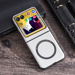 Phù hợp với MOTO Razr 40 Ultra Razr + 2023 Vỏ điện thoại chống rơi bằng da sạc không dây từ tính