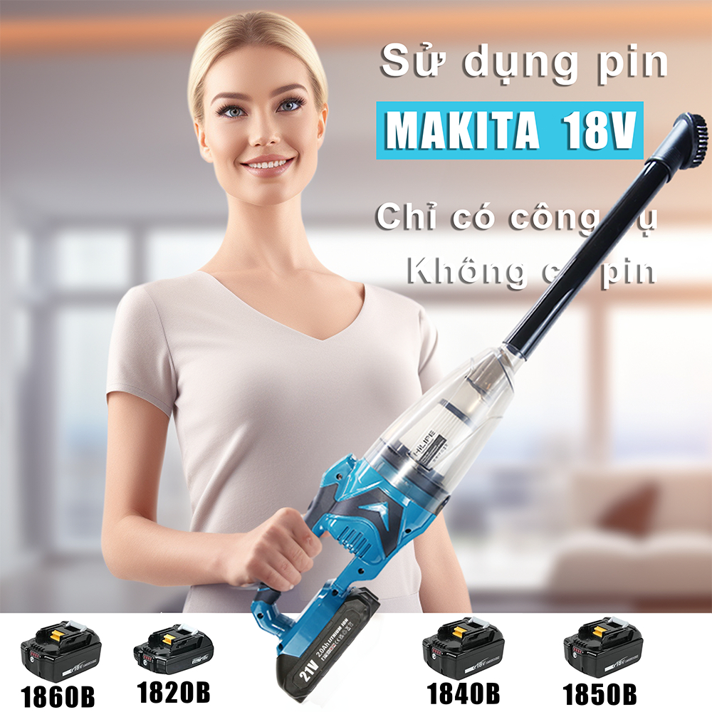 Máy hút bụi cầm tay không dây cho pin Makita 18V, Máy hút bụi cầm tay không dây cho ô tô, gia đình, thuyền, xưởng, tóc thú cưng, làm sạch nội thất