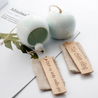 【Khắc miễn phí  Chuông Gió Gốm Phong Cách Nhật Bản Handmade Tùy Chỉnh Đồ Trang Trí Ngoài Trời Trang Trí Nhà Cửa Quà Tặng Sân Sắc Nét