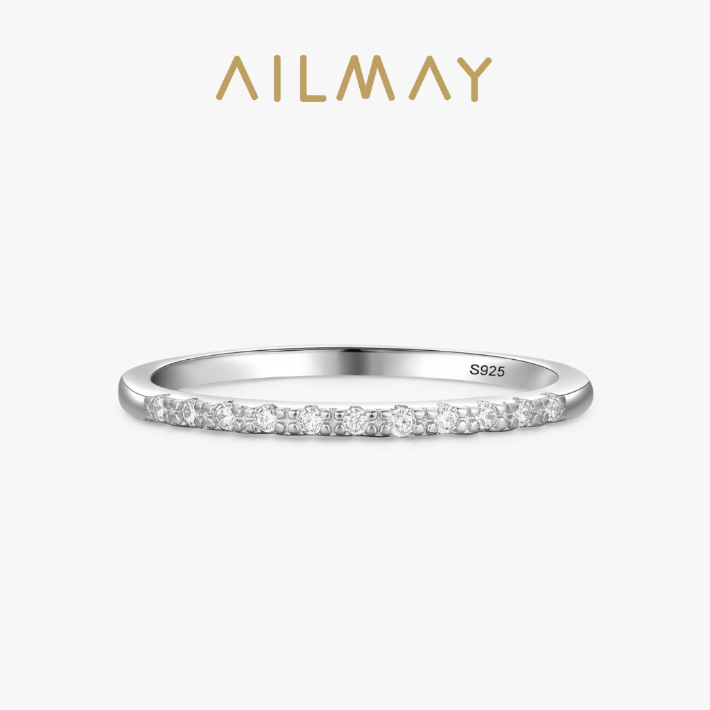 Nhẫn bạc Ailmay 925 đơn giản có thể xếp chồng lên nhau Trang sức thời trang nữ tinh tế