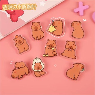 Phụ kiện huy hiệu Capybara dễ thương Trâm cài Acrylic hoạt hình túi huy hiệu phụ kiện