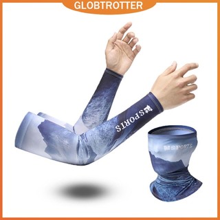Globetrotter 2 trong 1 Bộ Khăn Mặt Và Băng Lụa Chống Nắng Bao Da Cánh Tay Unisex Khuỷu Tay Bao Ngoài Trời Đi Xe Đạp Mát Tay Chống Tia UV