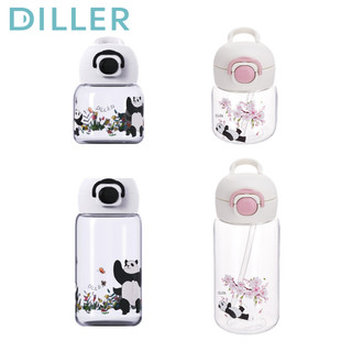Miệng bình nước diller tritan có tay cầm cốc uống nước miễn phí bpa thiết kế gấu trúc 330 / 530ml d2440 / d2430