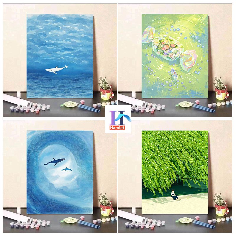 Hamlet【30*40cm】phong cảnh/Tranh sơn dầu số hóa /Tranh Số Hoá / tranh tô màu theo số/ Quà tặng tự làm